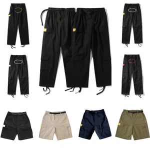 Broek vrachtheren streetwear hiphop geprinte casual broek militaire retro multi-pockets rechte losse overalls knop vlieg paar rechte been workout broek