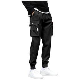 Pantalones pantalones de carga para hombres pantalones de carga negros machos machos de moda