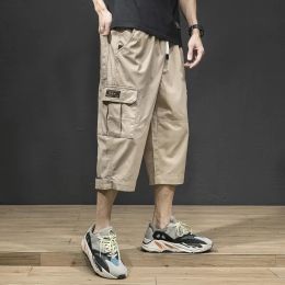 Broek Cargo Ppants Mannen Trend Zeven Punt Shorts Losse Casual Broek Pocket Rechte Zomer Nieuwe Allmatch Koreaanse Baggy Broek Mannen Clothin