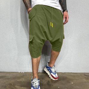 Pantalon pantalon de survêtement décontracté pour hommes tendance hip hop en Europe en Europe Amérique des sports de rue solides Harlan Harlan Cropped Cantre