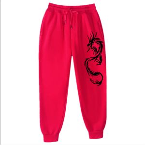 Pantalon de style chinois dragon imprimé long pantalon hommes femmes pantalon de poche de taille haute
