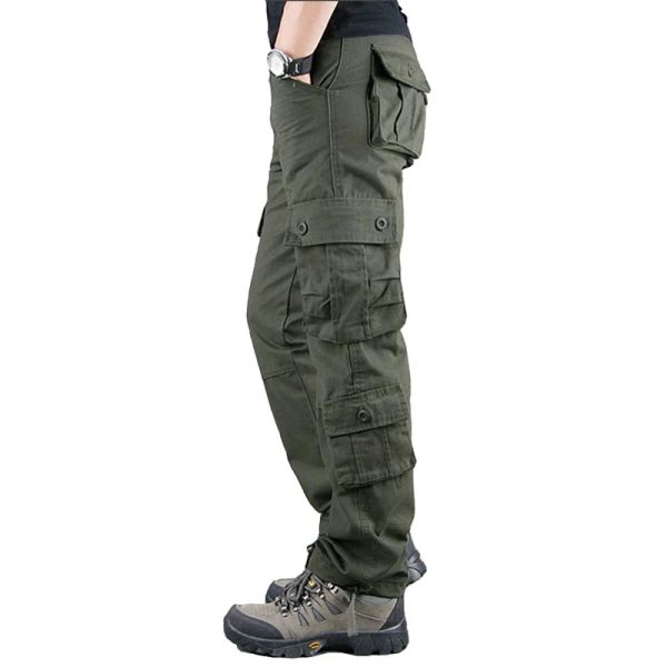 Pantalones pantalones de carga de algodón hombres 2023 invierno otoño informal largos pantalones hombre múltiples bolsillos ejército militar pantalones tácticos hombres pantalon homme