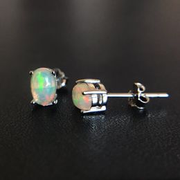 Pantalon csj boucles d'oreilles authentiques d'opale naturelle sterling sier éthiopie opale 4 * 6 mm bijoux pour femmes dame de mariage de mariage cadeau