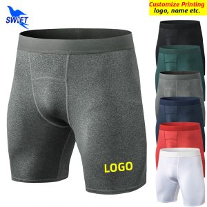 Broek aanpassen Logo Mens Gym Fitness Training Shorts Pocket Quick Dry Running Compression panty Sport Short Pants trainingsbodems