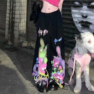 Broek Deeptown cyber y2k joggingbroek vrouw roze Japanse Harajuku baddies trashy rave outfit punk broek zwarte Koreaanse stijl joggers kpop