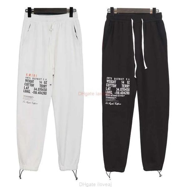 Pantalons Designer Vêtements Amires Pantalon Amies Nouvelle Affiche Lettre Impression Cordon Boucle Pantalon Décontracté Automne Hommes Femmes Lâche Cravate Pieds Guar