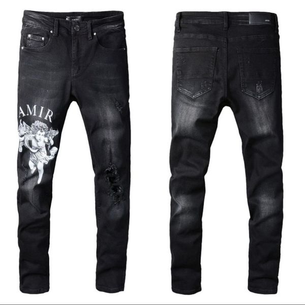 Pantalons Jeans de marque pour hommes Jeans Pantalon de randonnée Ripped Hip Hop High Street Marque de mode Pantalones Vaqueros Para Hombre Moto Broderie Haut ajusté