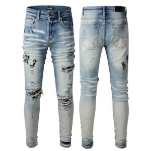 pantalones jeans de diseñador para hombre jeans Hombres Jeans Agujero Azul claro Gris oscuro Italia Marca Hombre Pantalones largos Pantalones Streetwear denim Flaco Slim Straight Biker Jean para