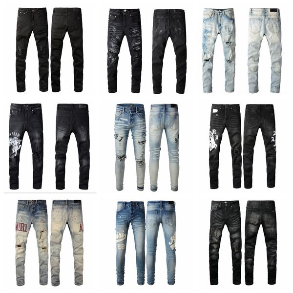 pantalons jeans de marque pour hommes jeans hommes Jeans Hole Italie Marque Homme Pantalon Long Pantalon Streetwear Denim Skinny Slim Straight Biker Jean pour Designer mens top empilé