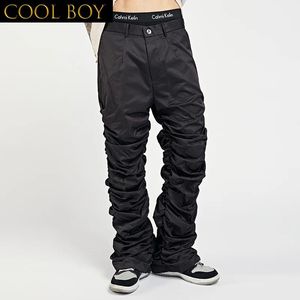 Broek E BOY Hip Hop Retro Gedrapeerde Rechte Wit Zwart Heren Broek Losse Geplooide Oversize Casual Broek Harajuku Baggy Track broek