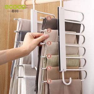 Pantalon écoco pantalon rack de vêtements en acier inoxydable Hangle de placard organisateur de rangement réglable de rangement d'espace de stockage Organisateur de placard