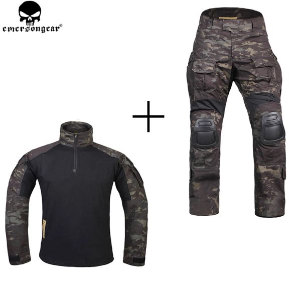 Pantalon émersongar de chasse aux vêtements pantalon de combat avec des tampons de genou emerson pantalon multicam shitr noir camouflage tactique pantalon g3 uniforme