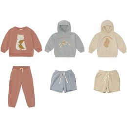 Pantalones Enkelibb Boy Boy Swein Sweinshirt and Pants Outfits K* Kids Girl Casaul Fashion Fashion Conejito y Patrón de Luna Soft