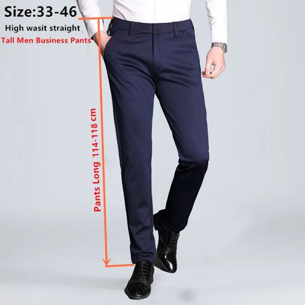 Pantalon Pantalon habillé Extra Long pour hommes de grande taille, grande taille 44 46, formel, droit, noir, ample, bleu foncé, pour le travail au bureau