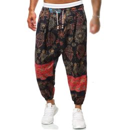 Pantalon Fashion Men's Vintage Boho Style Floral imprimé Harem Pant lâche Hippy Yoga Festival Baggy Pantal
