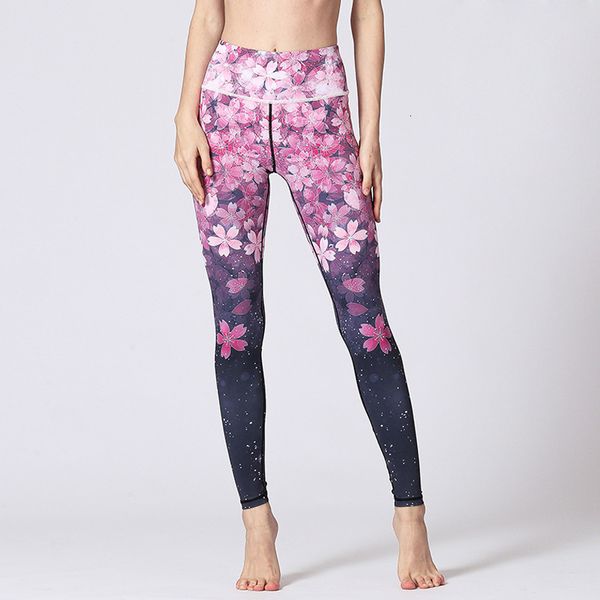 Pantalon imprimé floral Gym Fitness Yoga Leggings Femme Taille haute Entraînement Sport Collants Femmes 201203