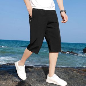 Pantalon pour capri mince et lâche de glace en soie extérieure de sport décontracté pantalon de cheval d'été, short masculin surdimensionné,