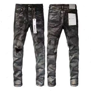 pantalones para hombres cremallera favorito Mens Purple Jeans Diseñador Moda Distressed Ripped Bikers Mujeres Ripped High Street Brand Patch Hole Denim cargo para hombres Pantalones negros