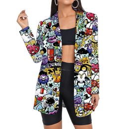 Broeken Graffiti Blazers Damespak Kantoorkleding Dameskleding Aangepaste hiphop Lange damespakken Jas Groothandel Oversized streetwear