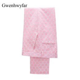 Pantalon Pantalon en tissu de coton mélangé Gwenhwyfar, rose avec motif à pois