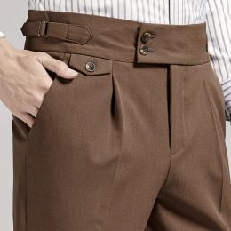 Pantalon Haute qualité italie affaires robe pantalon hommes bureau Social costume pantalon décontracté mariage marié pantalon Pantaloni Uomo décontracté marron