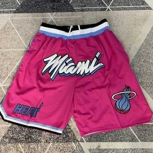 Pantalons High Street Brodé Miami Heat Football Basketball Shorts Justdon Wade Même Cinq Points Lâche 3gvz