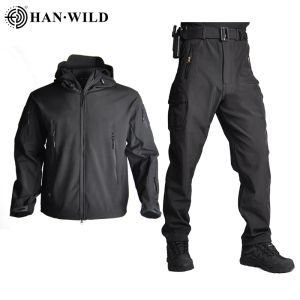 Pantalon de randonnée vestes coquille de veste tactique veste pour hommes costumes de ventre de ventre pilote de pilote hood militaire pantalon de terrain