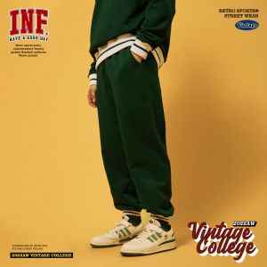 Broek Iationing vintage polaire fleece gevoerde jogger broek mannen zwaargewicht trekkoord dikke baan broek unisex broek