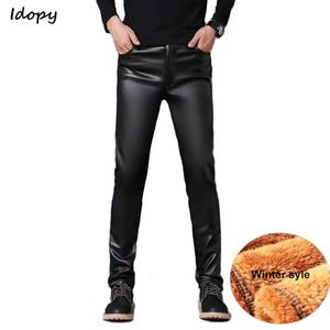 Pants Idopy PU Faux cuir pantalon hommes coupe-vent imperméable moto motard affaires mâle pantalon extensible en cuir coupe mince grande taille