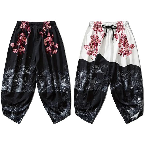 Pantalon Style japonais Harajuku pour hommes, Costume de samouraï Sakura, ample, mode femme, pantalon traditionnel Bloom Haori