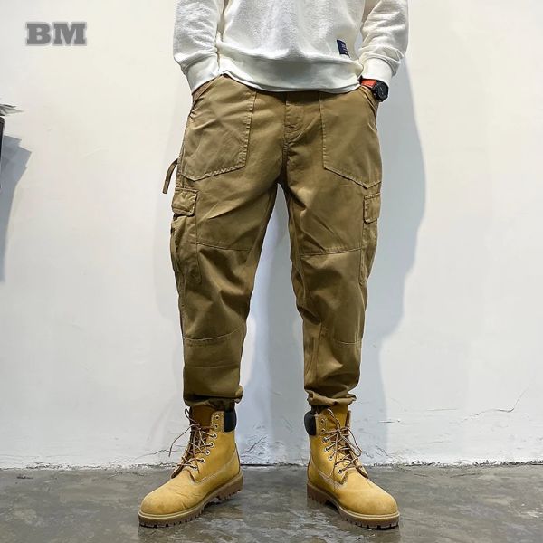 Pantalon japonais tendance Cargo pantalon hommes vêtements Streetwear kaki décontracté tactique Joggers Harajuku ample multipoches pantalon mâle