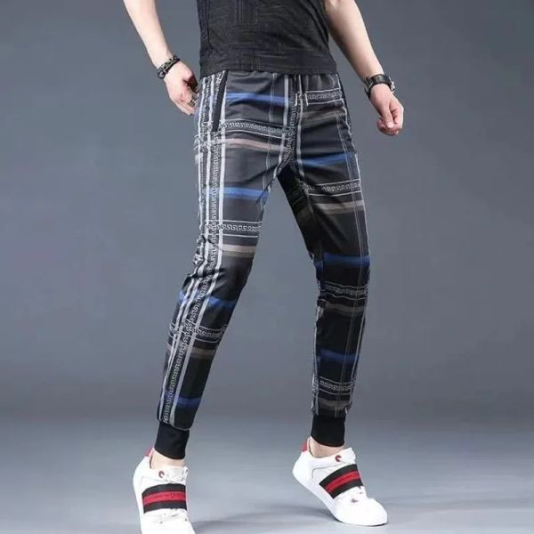 Pantalon jogger pantalon pour hommes 2022 Nouvelle arrivée d'été mince pantalon décontracté mâle rayé adolescent noir garçon coréen style chaud n09