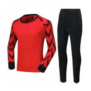 Broek kinderen volwassen keeper voetbal jersey set child kit mannen keeper shirt broek of shorts sponsbescherming doelman voetbaluniform