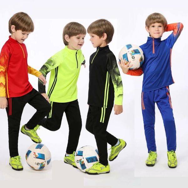 Pantalons Kids Soccer Tracksuit Boys Zipper Football Veste Pantalons Child Football Jersey