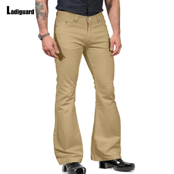 Pants Ladiguard 2023 hommes décontracté poche Flare pantalon solide kaki blanc pantalon grande taille 3xl hommes mode Hotpants Sexy Boot Cut pantalon