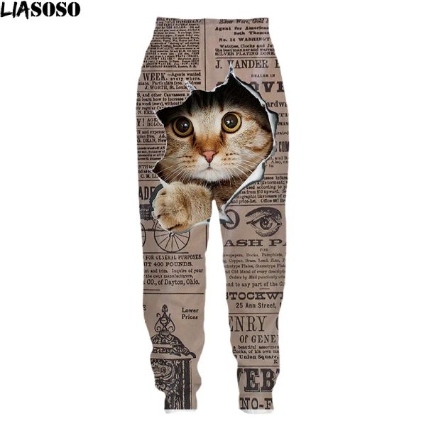 Pantalon Liasoso 2022 New Cat 3D PRINT PRINT HAREM Pantalon Men Pantalon Casual Baggy Pantal