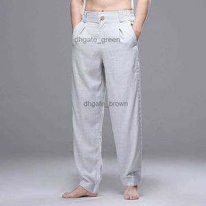 Pantalon lin pantalon décontracté hommes d'été mince mince haute taille high raide wid jambe pantalon homme vêtements noir blanc 2021new harem pantalon hommes