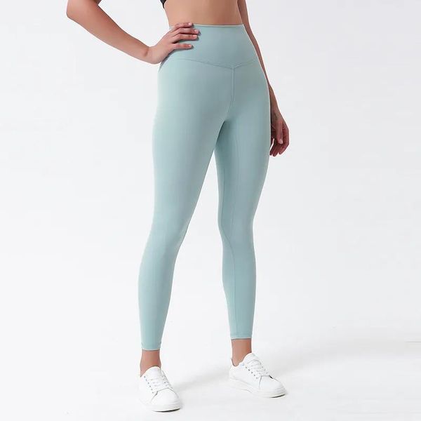 Pants LL Pantalones de yoga de cintura alta Anterior Mujeres Pushup Fitness Leggings Suave Elástico Levantamiento de cadera Deportes en forma de T Entrenamiento para correr Lady 28 Co