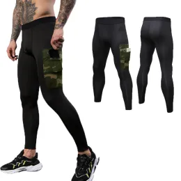 Pantalon Lovmove Spandex Camouflage Pantalon Running With Pocket Man Compression Pant Men Leggings Gym Papt de survêtement