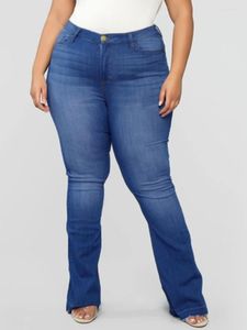 Broek LW plus size jeans midden taille hoge rekbare fit casual denim ritsjipper mager pocket knop ontwerp lange y2k kleding