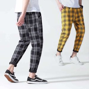 Pantalons hommes 2021 élégant noir jaune plaid streetwear joggeurs sarouel droit hommes mode coréenne hip hop pantalon décontracté 5XL Y0811