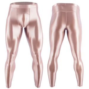 Pantalones para hombre, bañadores brillantes, pantalones de Yoga elásticos brillantes, mallas sexis para ejercitarte, pantalones deportivos de Fitness con realce para comprimir