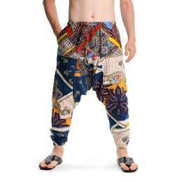 Pantalons hommes nouveaux pantalons de coton personnalité imprimé yoga africain yoga volant décontracté de fête extérieure loi