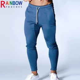 Pantalons hommes pantalons jogging pantalon de fitness Absorption à fermeture éclair mince et pantalon époustouflant des touches arc-en-ciel sportives à l'extérieur décontracté décontractées