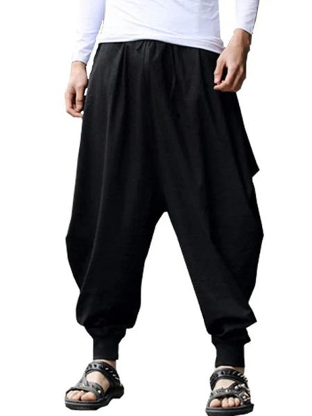 Pantalon de la taille élastique baggy masculine hippie boho yoga alladdin harem pantalon