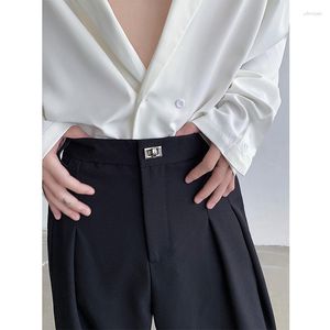 Broek heren casual pak pant voor mannen metaal gespleten brede been mannelijk Japan Koreaanse streetwear vintage mode mode rechte broek