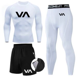 Broek heren compressie mma set lange strakke t -shirt tracksuit kleding mannen broek workout bodybuilding rashguard heren sportpak