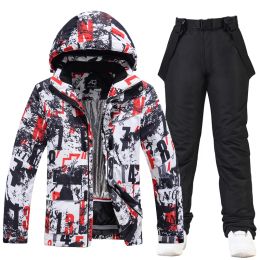 Broek heren ijs sneeuwpak sets buiten sport snowboarden kleding waterdichte ademende skicares winterjassen en riembroek