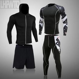 Pantalon pour hommes de sport MMA Rash Guard Sport Shirt Men Pantalons de compression Gym Running Shirt Men Fiess Leggings Vêtements serrés