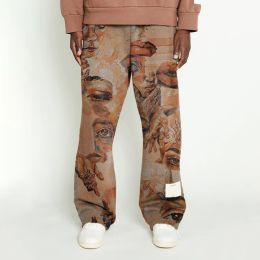 Pantalon pantalon pour hommes 2023 autre visage tendance graphique imprimé moyen moyen pantalon occasionnel lâche hommes gros pantalon hiphop brun drôle